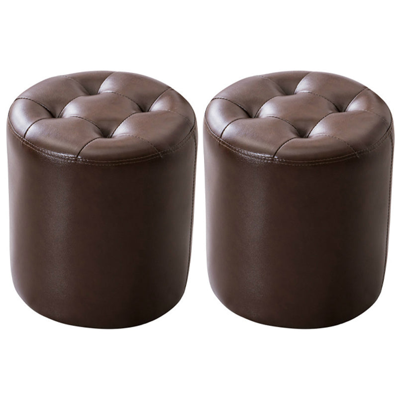 Water Resistant Round Standard Modern Solid Color Leather Pouf
