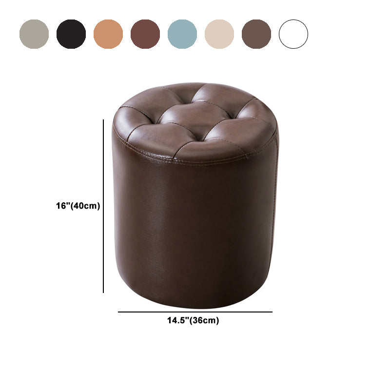 Water Resistant Round Standard Modern Solid Color Leather Pouf
