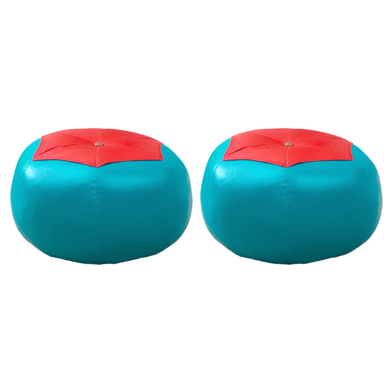 Stain Resistant Faux Leather Ottoman Football Printed Pouf Modern Ottoman
