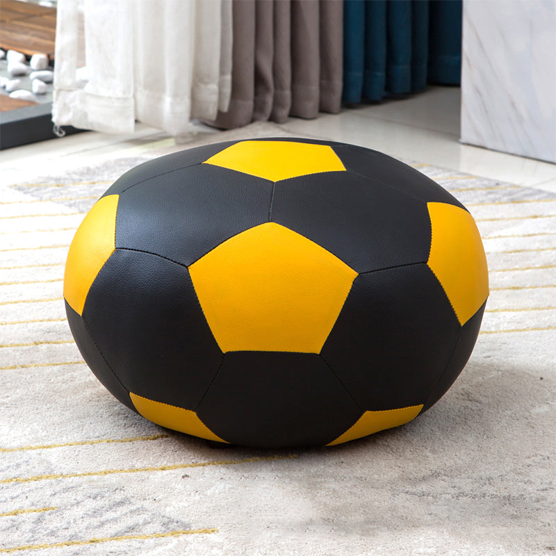 Stain Resistant Faux Leather Ottoman Football Printed Pouf Modern Ottoman