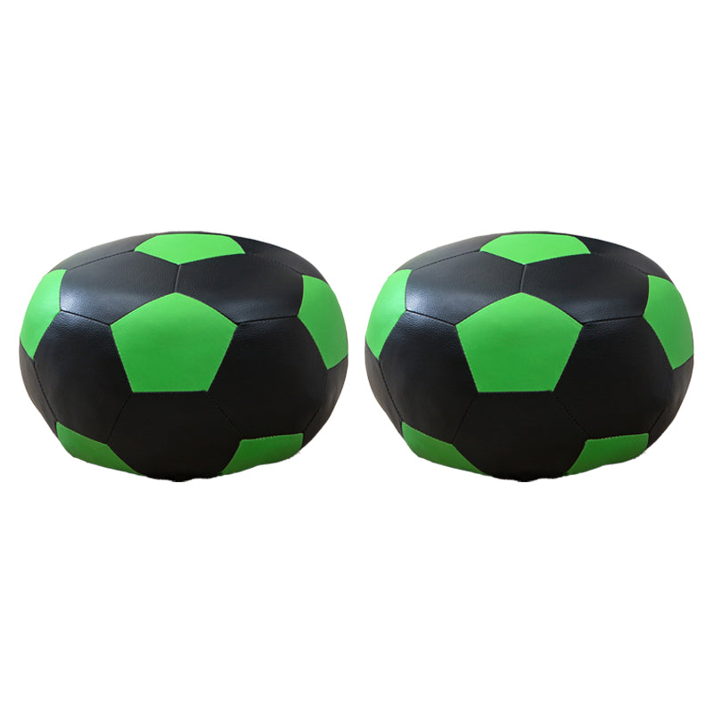 Stain Resistant Faux Leather Ottoman Football Printed Pouf Modern Ottoman