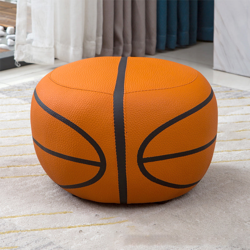 Stain Resistant Faux Leather Ottoman Football Printed Pouf Modern Ottoman