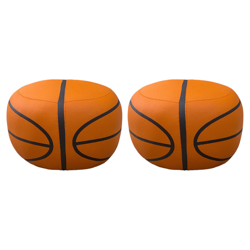 Stain Resistant Faux Leather Ottoman Football Printed Pouf Modern Ottoman