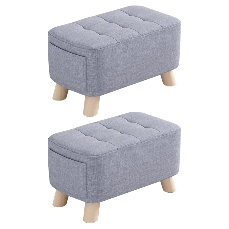 Modern Cotton Storage Pouf Plain Rectangle Tufted Chair Ottoman