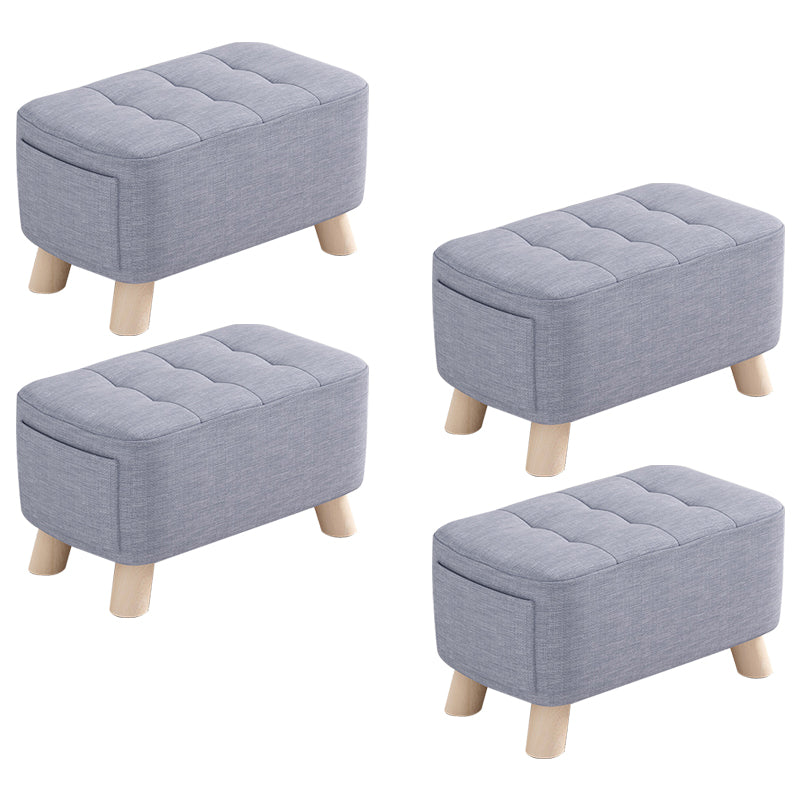 Modern Cotton Storage Pouf Plain Rectangle Tufted Chair Ottoman