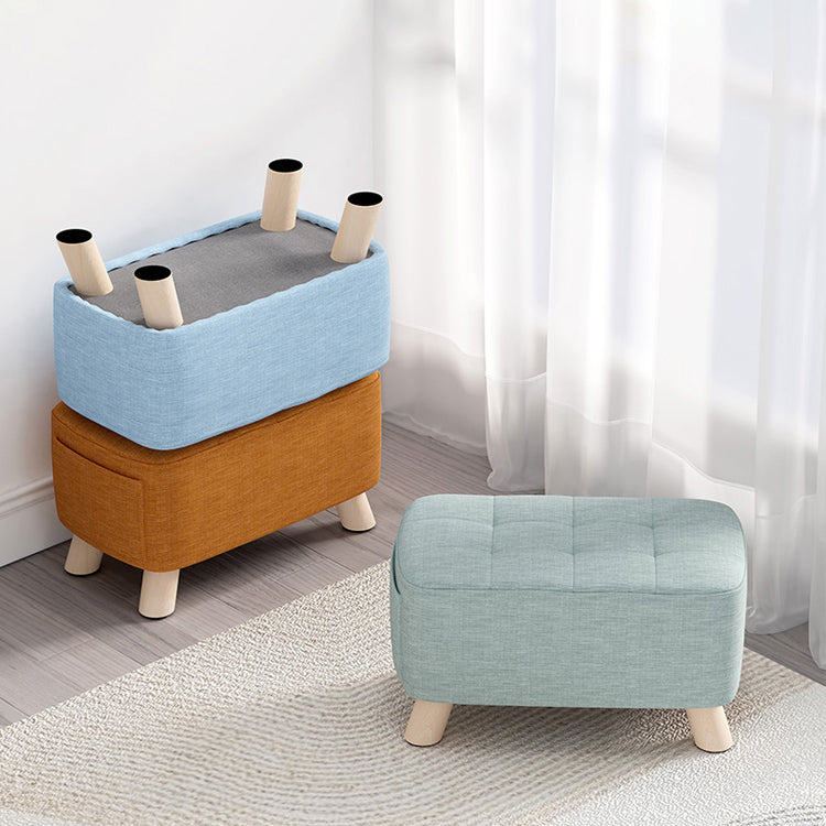 Modern Cotton Storage Pouf Plain Rectangle Tufted Chair Ottoman