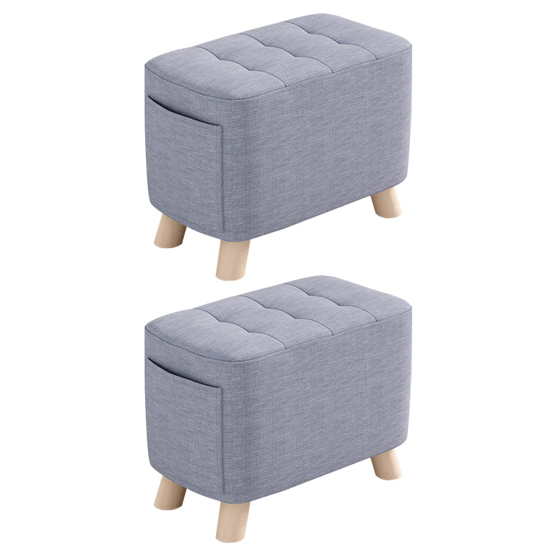 Modern Cotton Storage Pouf Plain Rectangle Tufted Chair Ottoman