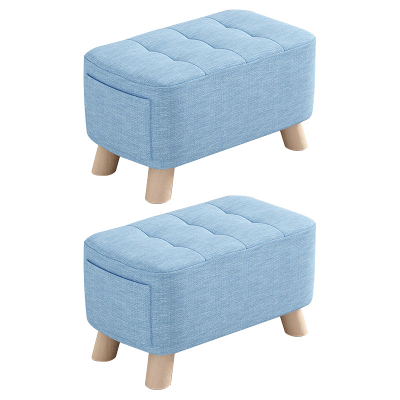 Modern Cotton Storage Pouf Plain Rectangle Tufted Chair Ottoman