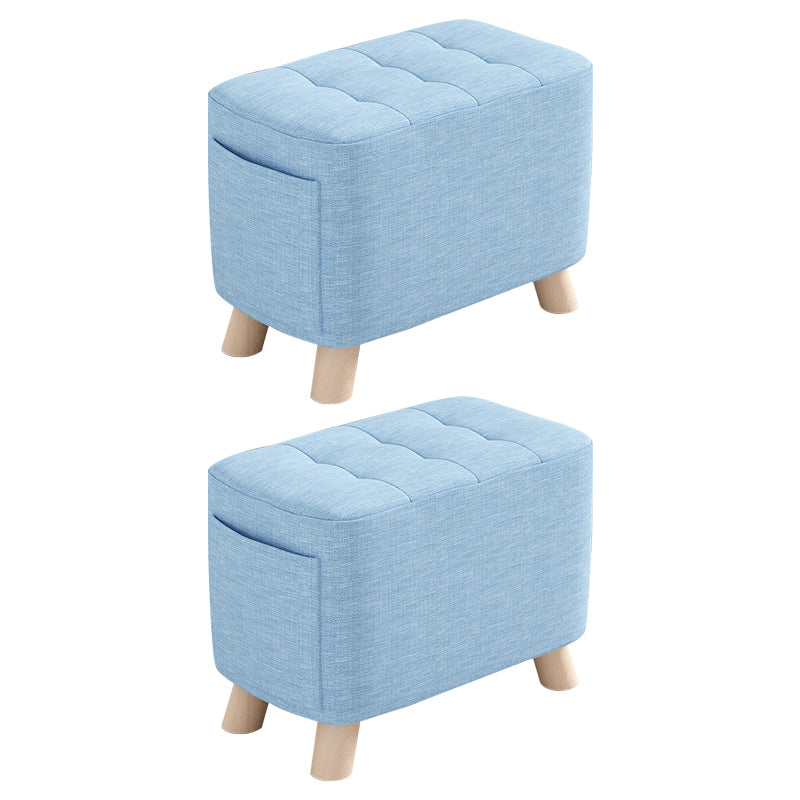 Modern Cotton Storage Pouf Plain Rectangle Tufted Chair Ottoman