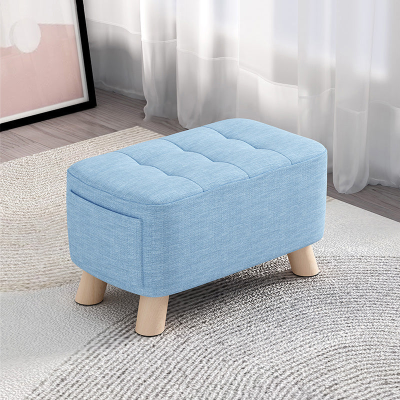 Modern Cotton Storage Pouf Plain Rectangle Tufted Chair Ottoman
