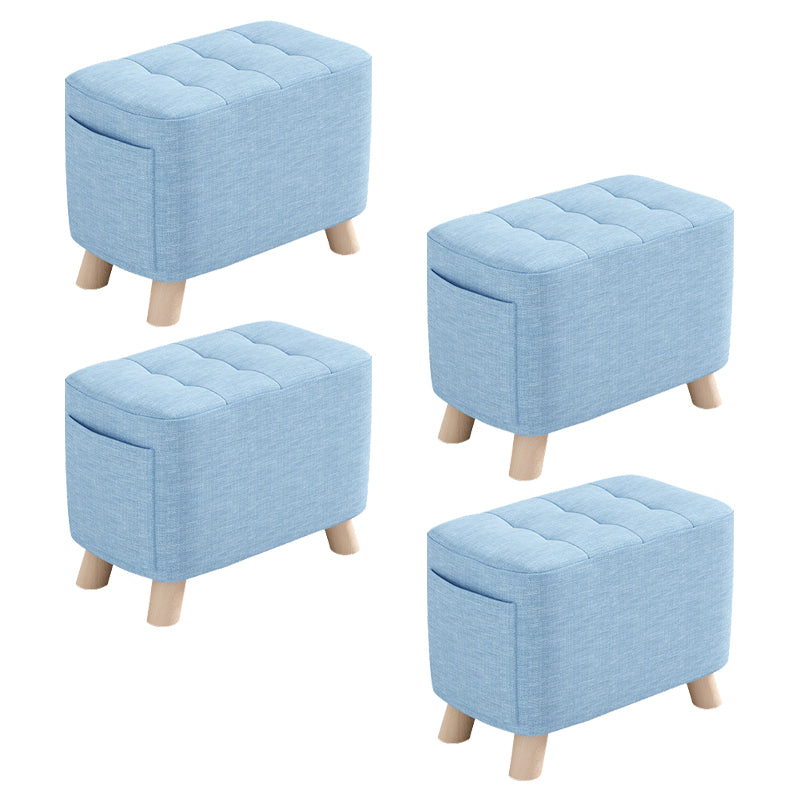 Modern Cotton Storage Pouf Plain Rectangle Tufted Chair Ottoman
