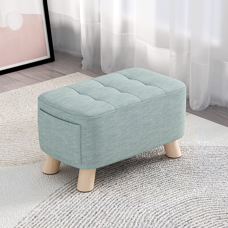Modern Cotton Storage Pouf Plain Rectangle Tufted Chair Ottoman