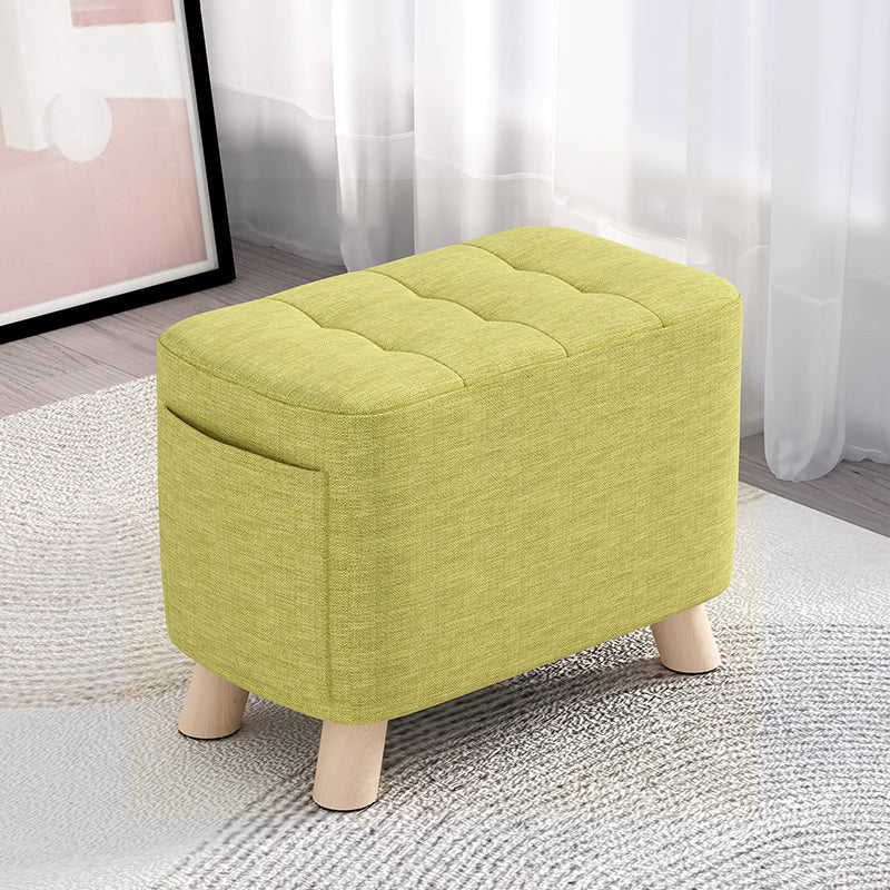 Modern Cotton Storage Pouf Plain Rectangle Tufted Chair Ottoman