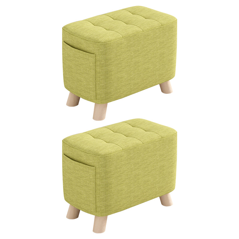Modern Cotton Storage Pouf Plain Rectangle Tufted Chair Ottoman