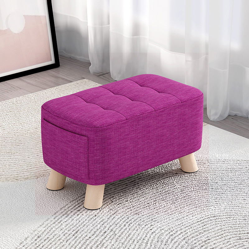 Modern Cotton Storage Pouf Plain Rectangle Tufted Chair Ottoman