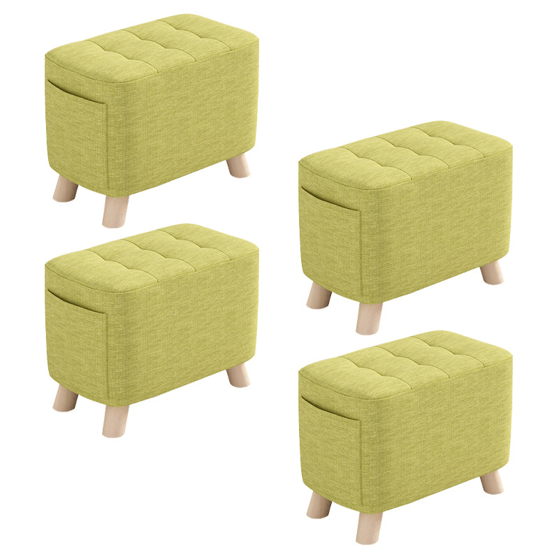 Modern Cotton Storage Pouf Plain Rectangle Tufted Chair Ottoman