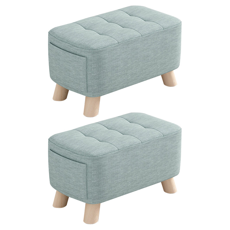 Modern Cotton Storage Pouf Plain Rectangle Tufted Chair Ottoman