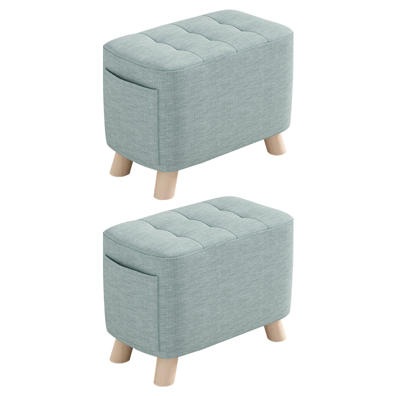 Modern Cotton Storage Pouf Plain Rectangle Tufted Chair Ottoman
