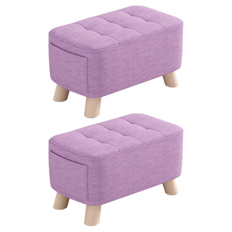Modern Cotton Storage Pouf Plain Rectangle Tufted Chair Ottoman