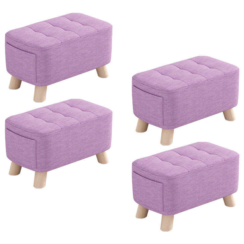 Modern Cotton Storage Pouf Plain Rectangle Tufted Chair Ottoman