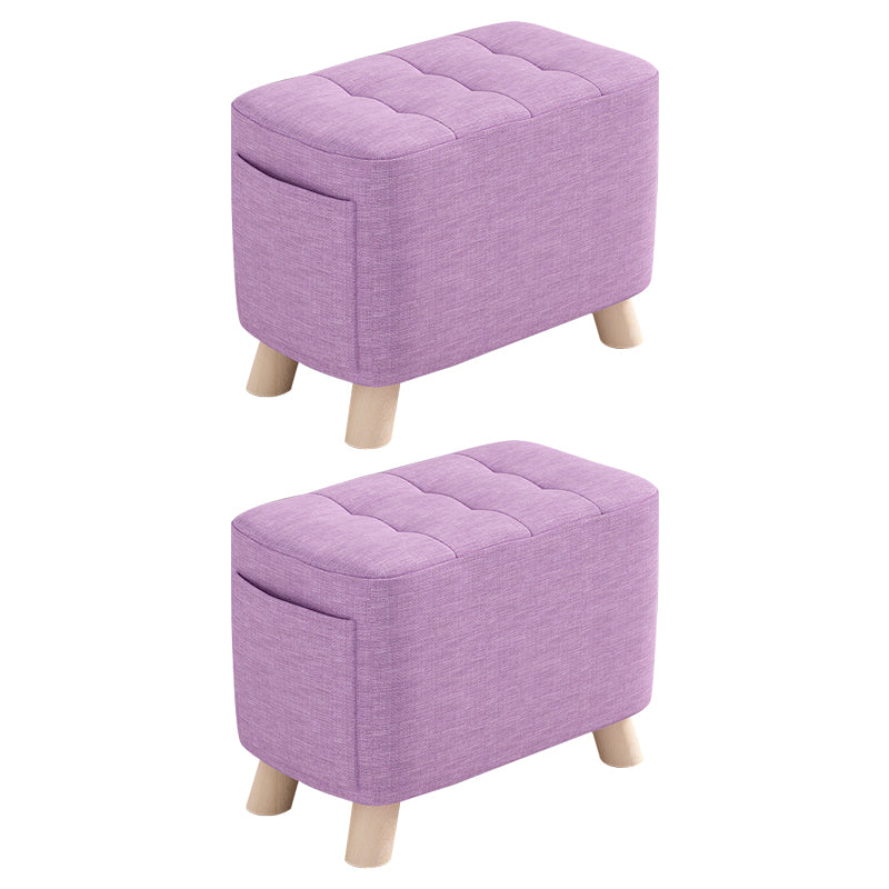 Modern Cotton Storage Pouf Plain Rectangle Tufted Chair Ottoman