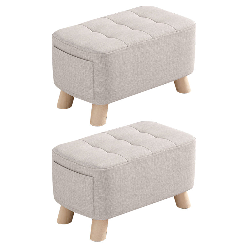 Modern Cotton Storage Pouf Plain Rectangle Tufted Chair Ottoman