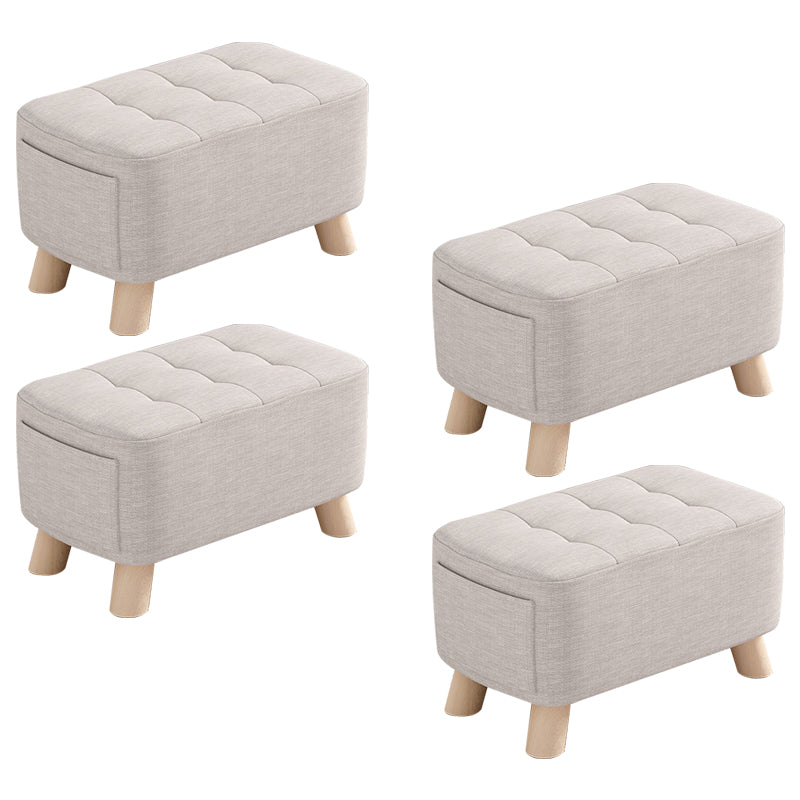 Modern Cotton Storage Pouf Plain Rectangle Tufted Chair Ottoman
