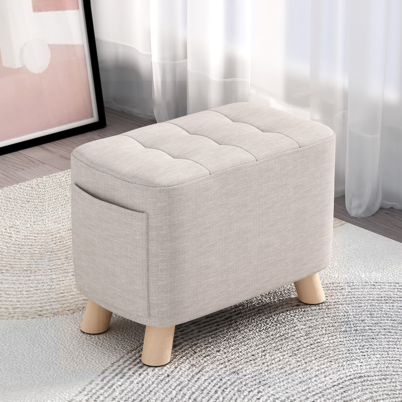 Modern Cotton Storage Pouf Plain Rectangle Tufted Chair Ottoman