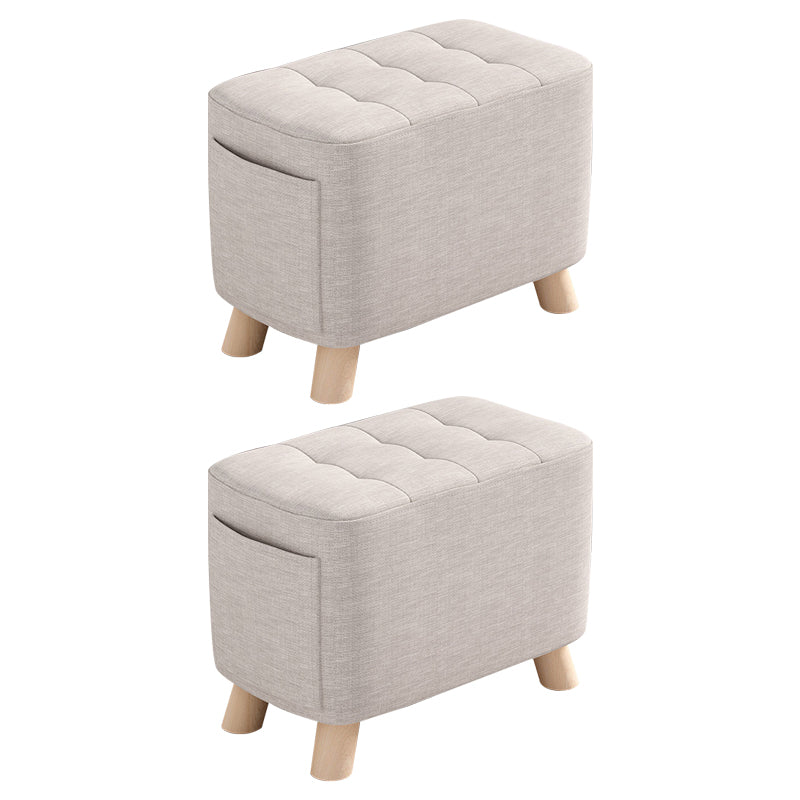 Modern Cotton Storage Pouf Plain Rectangle Tufted Chair Ottoman