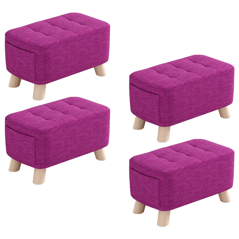 Modern Cotton Storage Pouf Plain Rectangle Tufted Chair Ottoman