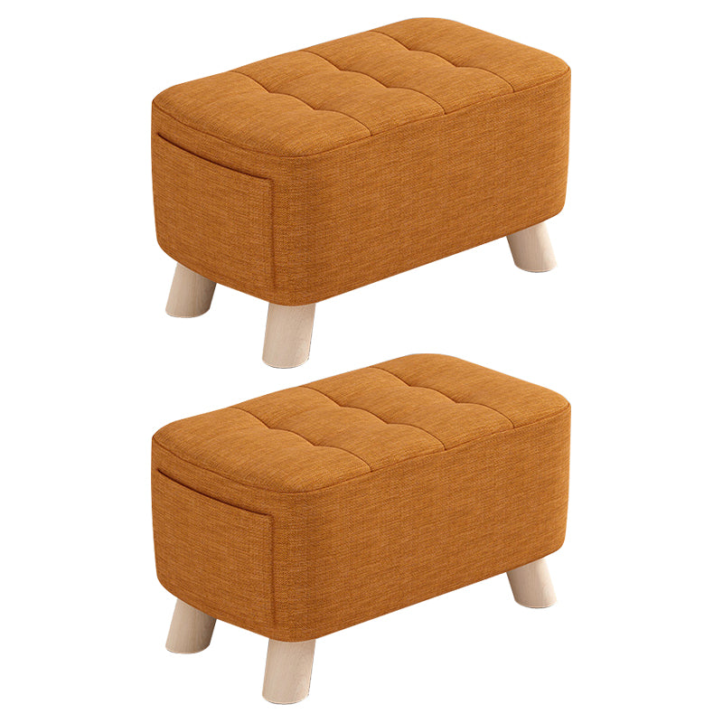Modern Cotton Storage Pouf Plain Rectangle Tufted Chair Ottoman