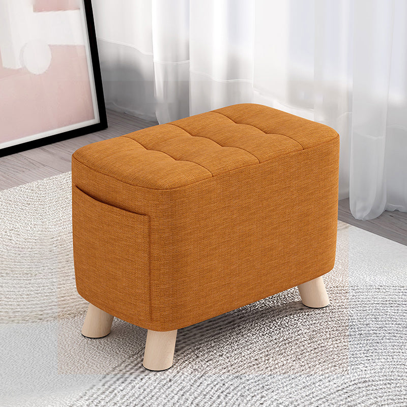 Modern Cotton Storage Pouf Plain Rectangle Tufted Chair Ottoman
