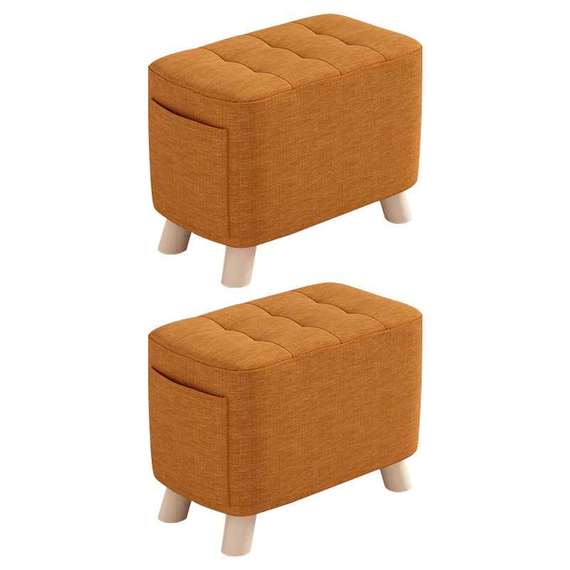 Modern Cotton Storage Pouf Plain Rectangle Tufted Chair Ottoman