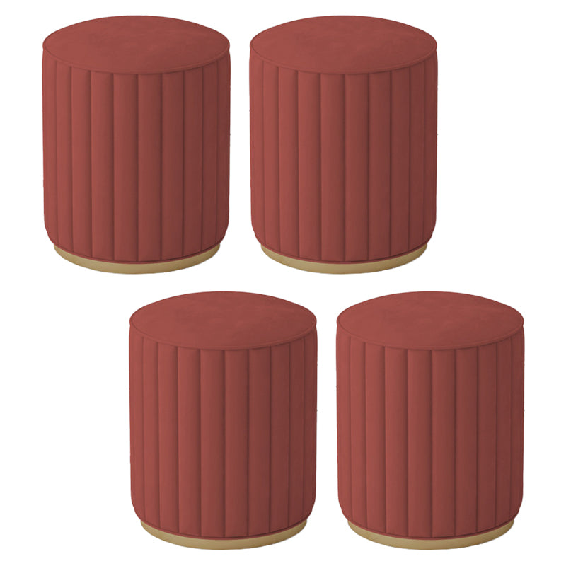 Stylish Indoor Leather Ottoman Solid Color Round Velvet Foot Stool Ottoman