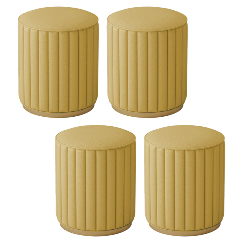 Stylish Indoor Leather Ottoman Solid Color Round Velvet Foot Stool Ottoman