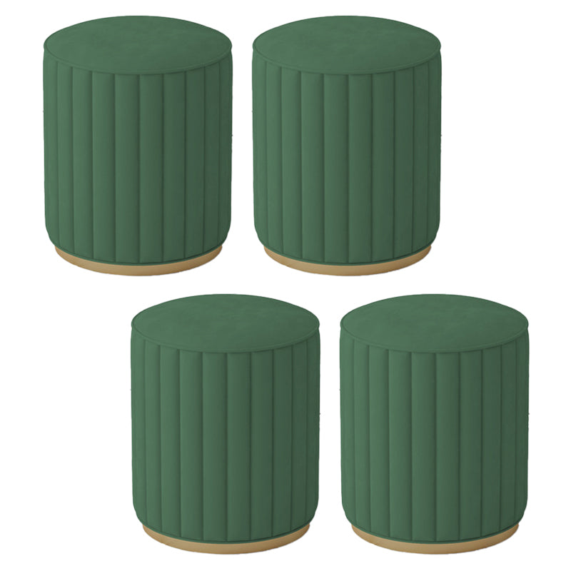 Stylish Indoor Leather Ottoman Solid Color Round Velvet Foot Stool Ottoman