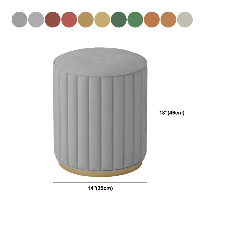 Stylish Indoor Leather Ottoman Solid Color Round Velvet Foot Stool Ottoman