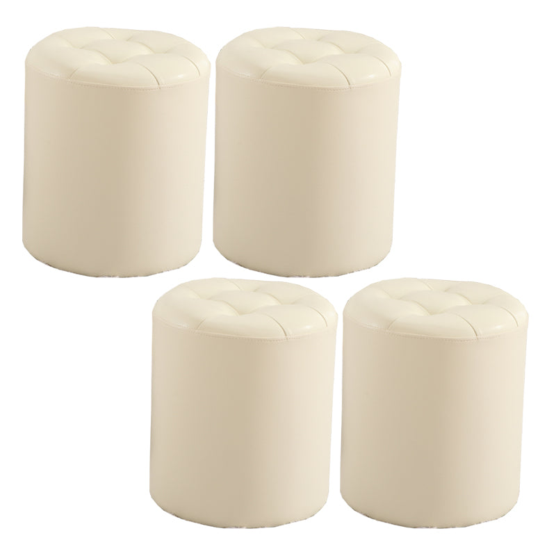 Round Genuine Leather Ottoman Standard Tufted Plain Water Resistant Modern Ottoman