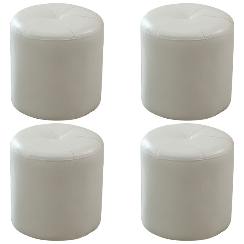 Modern PU Leather Pouf Chair Plain Cylinder Shape Tufted Mildew Resistant Ottoman Stool