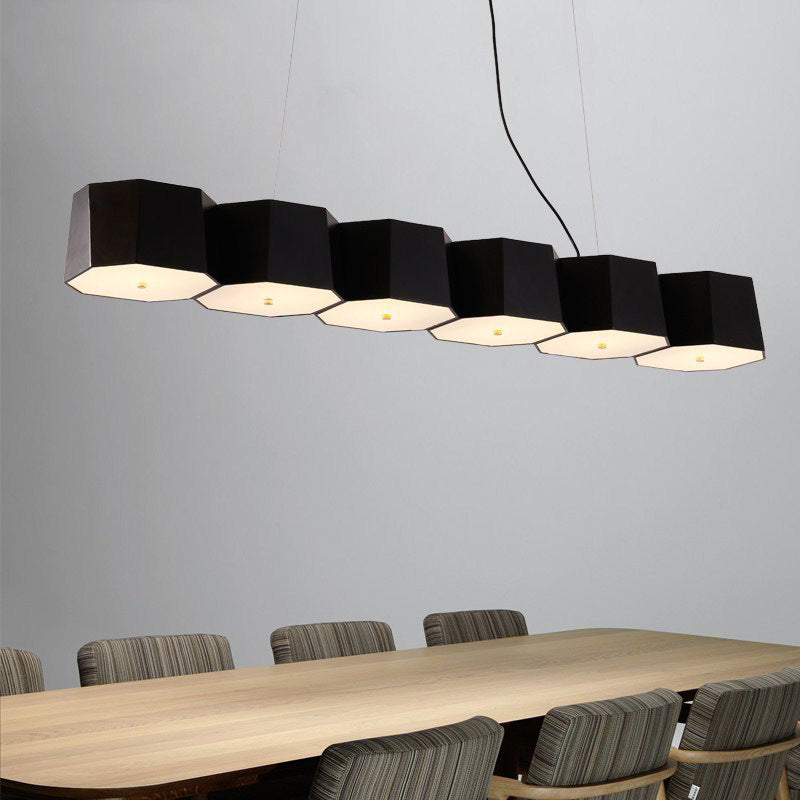Modern Geometric Metal Kitchen Island Ceiling Light Black Island Hanging Light
