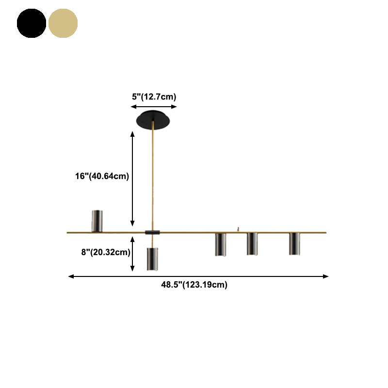 Black/Gold Aluminum Island Pendant Lighting Modern Island Hanging Light