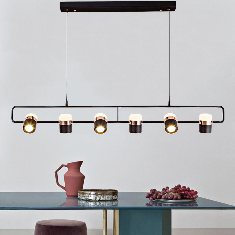 Modern Cylinder Shade Kitchen Island Lighting Black Metallic Light for Dining Room