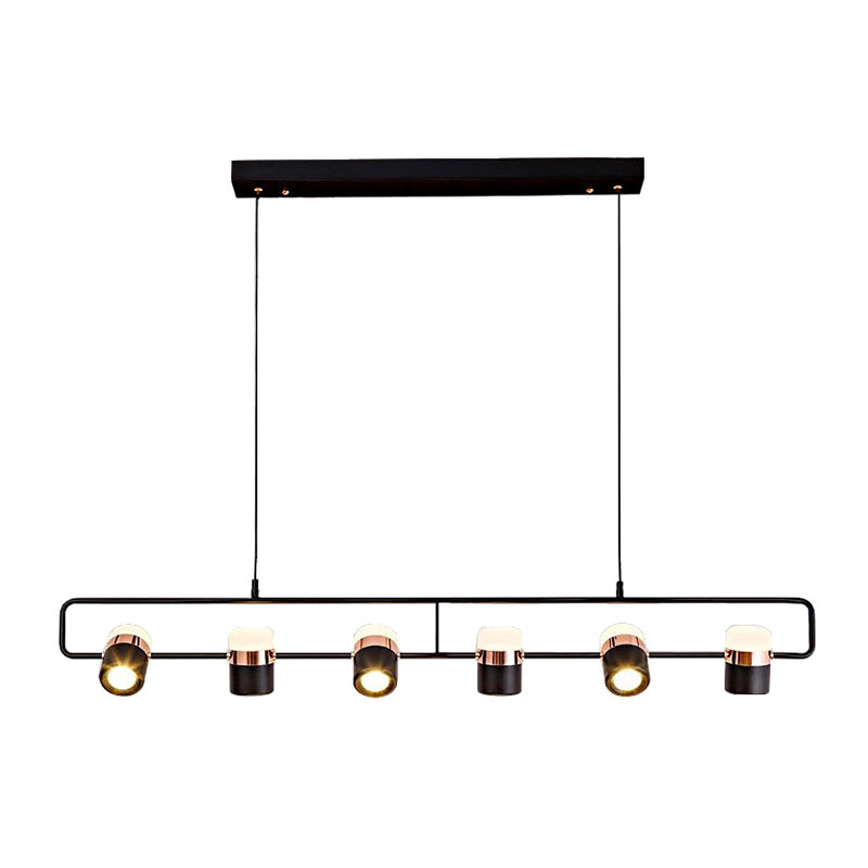 Modern Cylinder Shade Kitchen Island Lighting Black Metallic Light for Dining Room