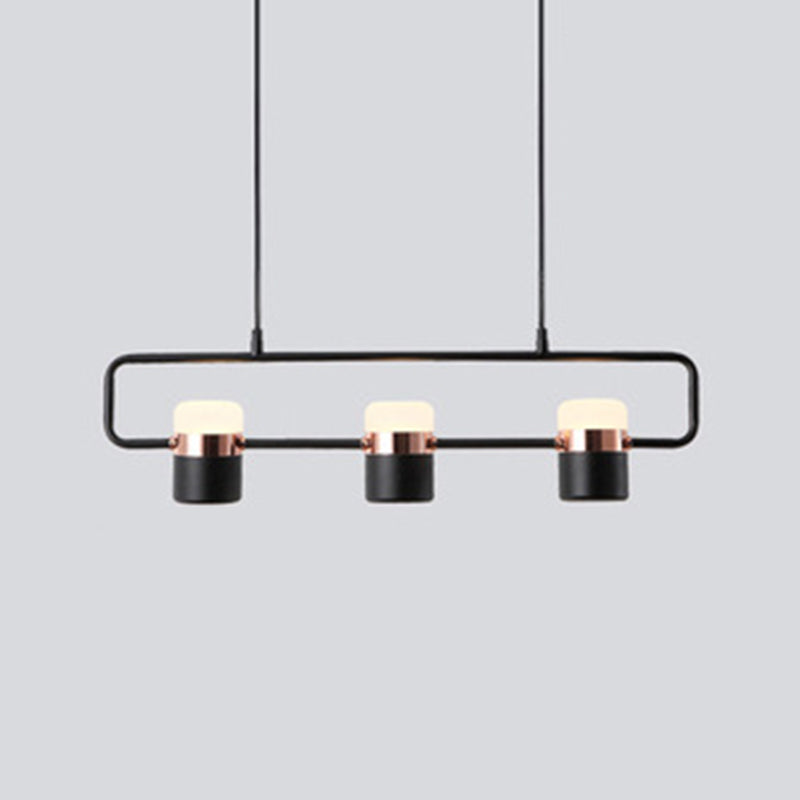 Modern Cylinder Shade Kitchen Island Lighting Black Metallic Light for Dining Room