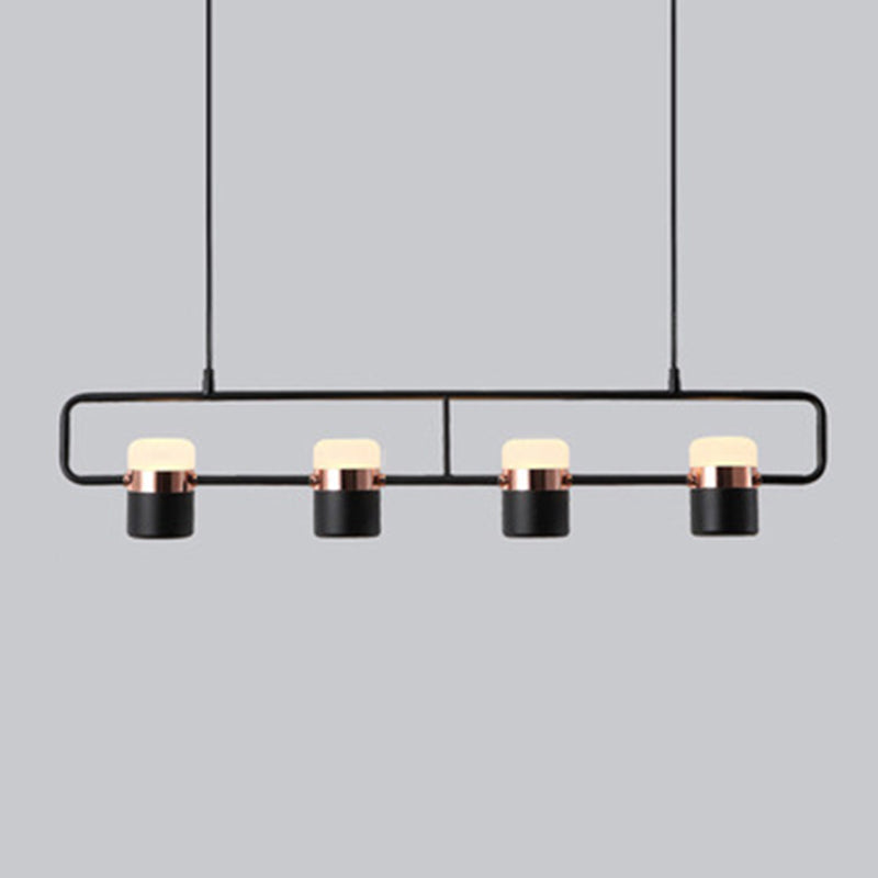Modern Cylinder Shade Kitchen Island Lighting Black Metallic Light for Dining Room