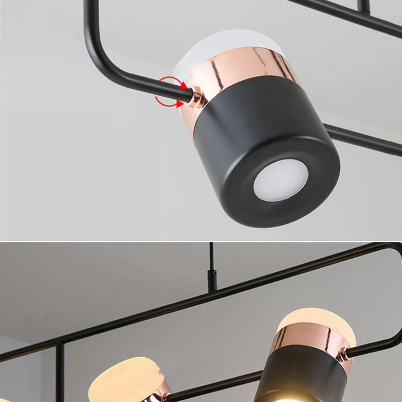 Modern Cylinder Shade Kitchen Island Lighting Black Metallic Light for Dining Room