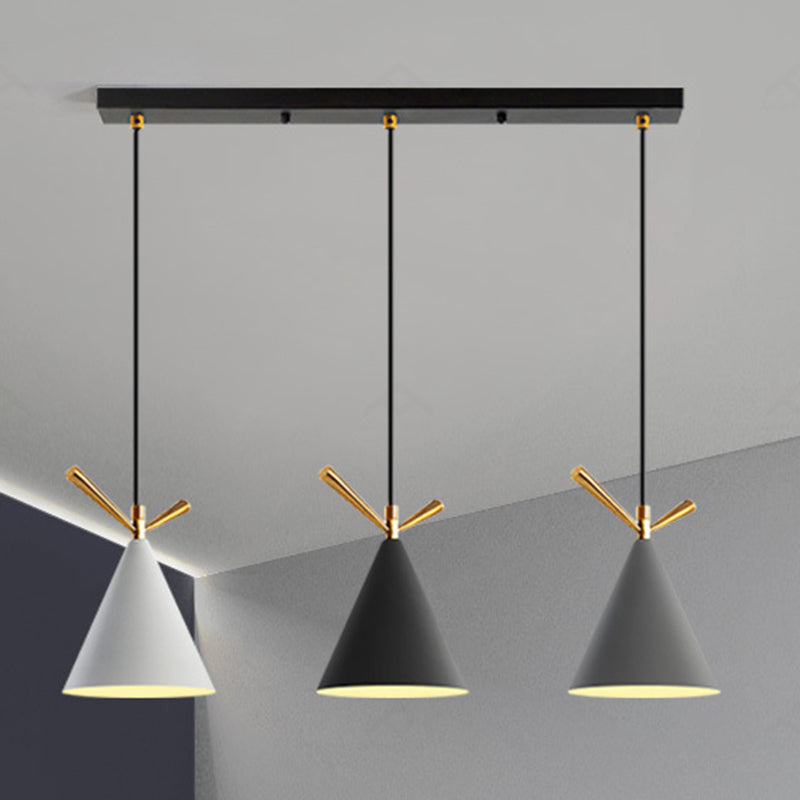 Modern Cone Shade Island Pendant Light 3-Light Ceiling Light with Metal Shade