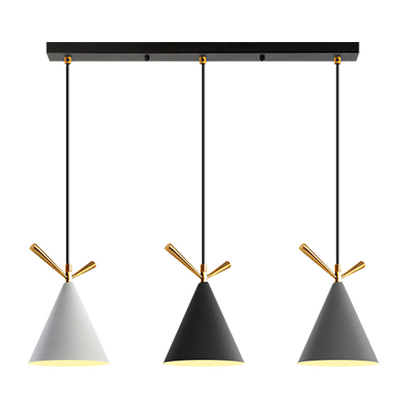 Modern Cone Shade Island Pendant Light 3-Light Ceiling Light with Metal Shade