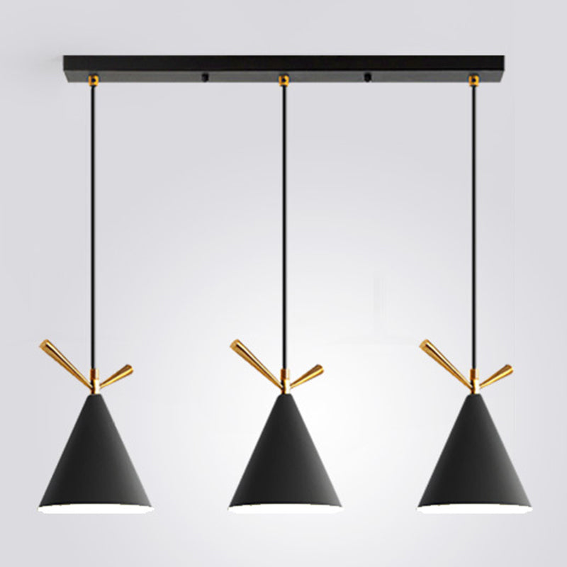 Modern Cone Shade Island Pendant Light 3-Light Ceiling Light with Metal Shade