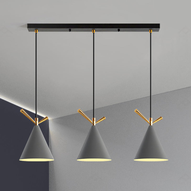 Modern Cone Shade Island Pendant Light 3-Light Ceiling Light with Metal Shade